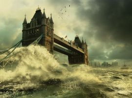 London Bridge flood Обои