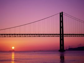 Bridge in sunset Обои