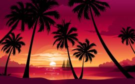 Palms and purple sky Обои