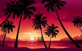 Palms and purple sky Wallpaper