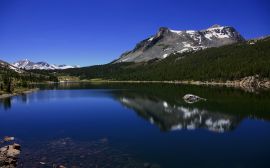 Blue lake reflections Wallpaper