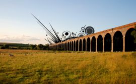 Sheep and a bridge Обои