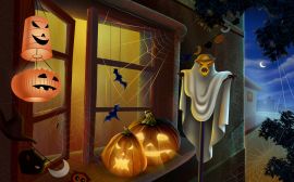 Pumpkins on window Обои