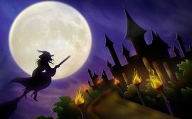 Witch on a broom Wallpaper