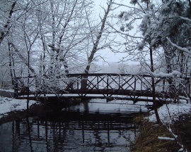 Bridge in winter Wallpaper
