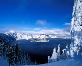 Winter lake view Обои