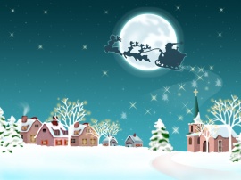 Santa with reindeers Wallpaper