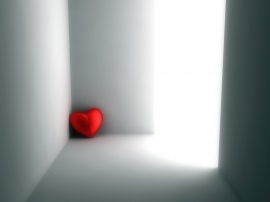 Red heart in corner Обои