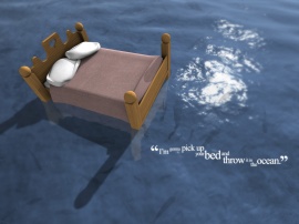 Bed in ocean Обои