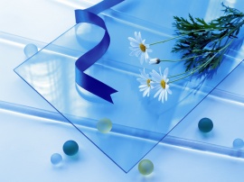 Flowers in Blue Lines Wallpaper