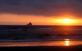 Sunset over a beach Wallpaper