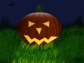 Pumpkin in grass Wallpaper