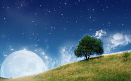 Moonshine over hills Wallpaper